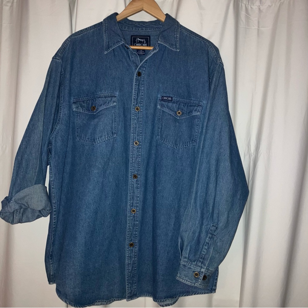 Vintage Cherokee Denim Button Up Shirt.